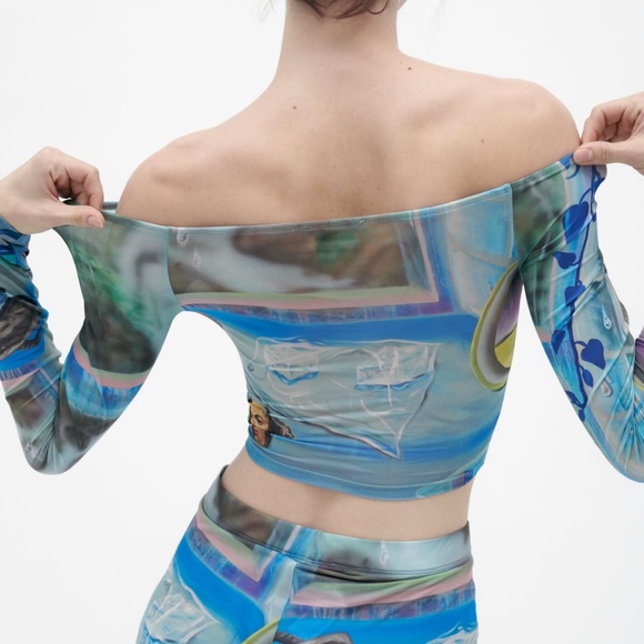 Zara limited edition larissa de Jesus negron print crop top - Picture 6 of 9